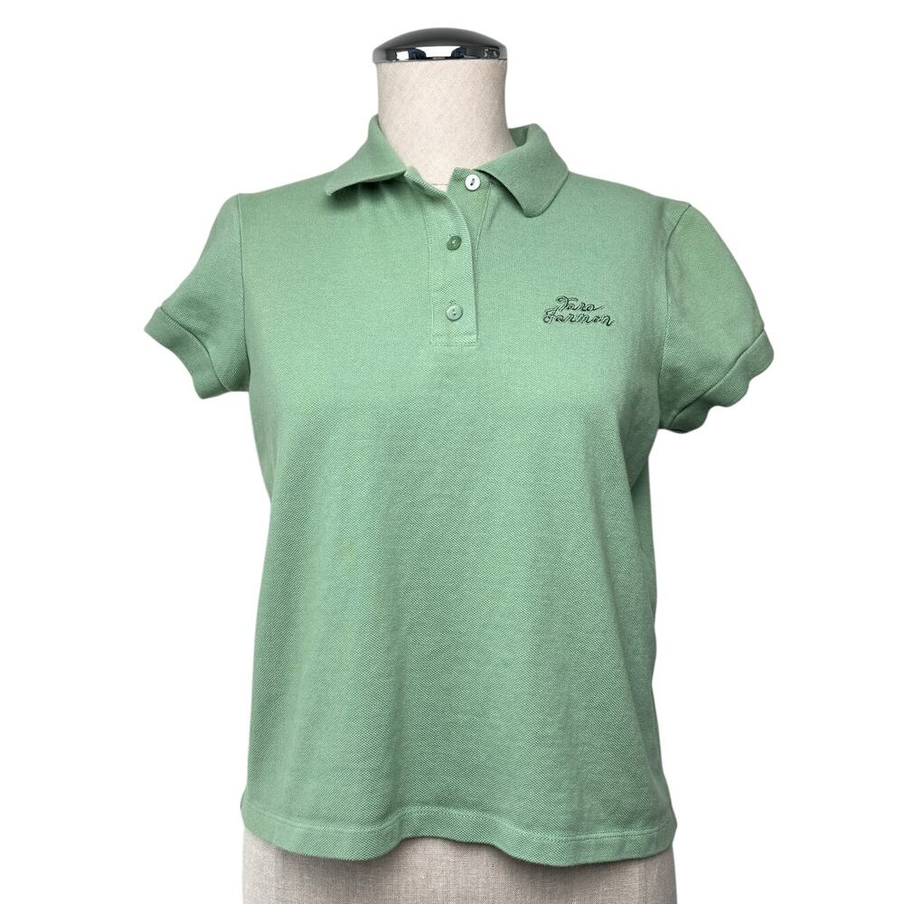 Tara Jarmon Paris Tammy Polo Shirt Cotton Green Short Sleeve Preppy S